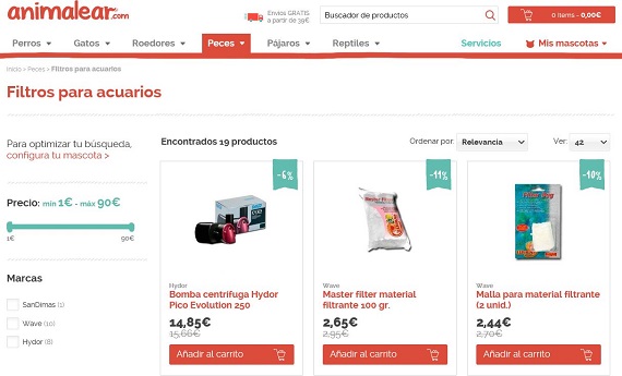 filtros para acuarios online