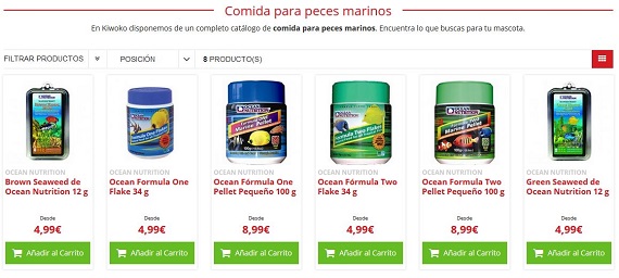 comida para peces marinos