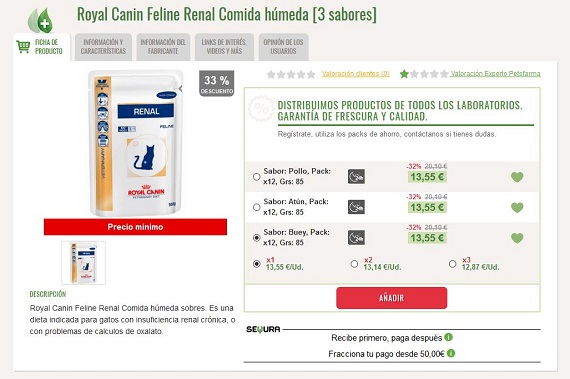 comida húmeda para gatos con insuficiencia renal