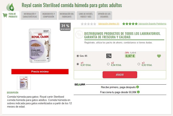 comida húmeda para gatos esterilizados